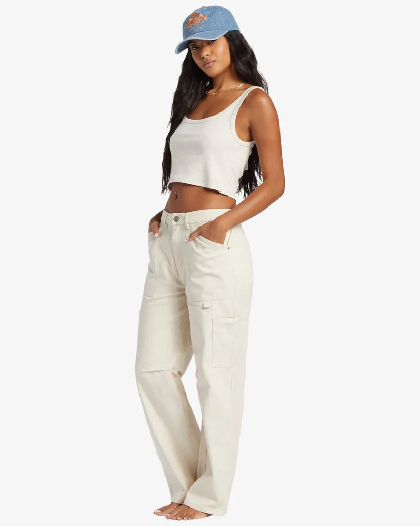 Women's White Cargo Pants High Rise Wide Leg | Ally Fashion